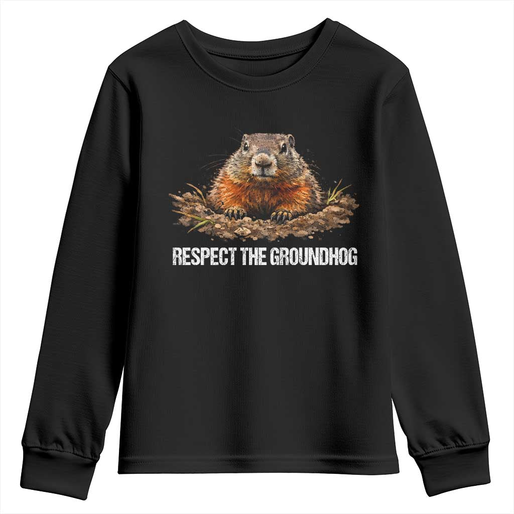 Respect The Groundhog Youth Sweatshirt Funny Woodchuck - Wonder Print Shop