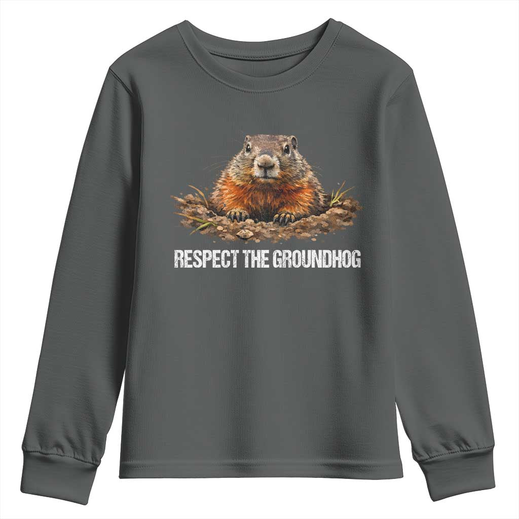 Respect The Groundhog Youth Sweatshirt Funny Woodchuck - Wonder Print Shop