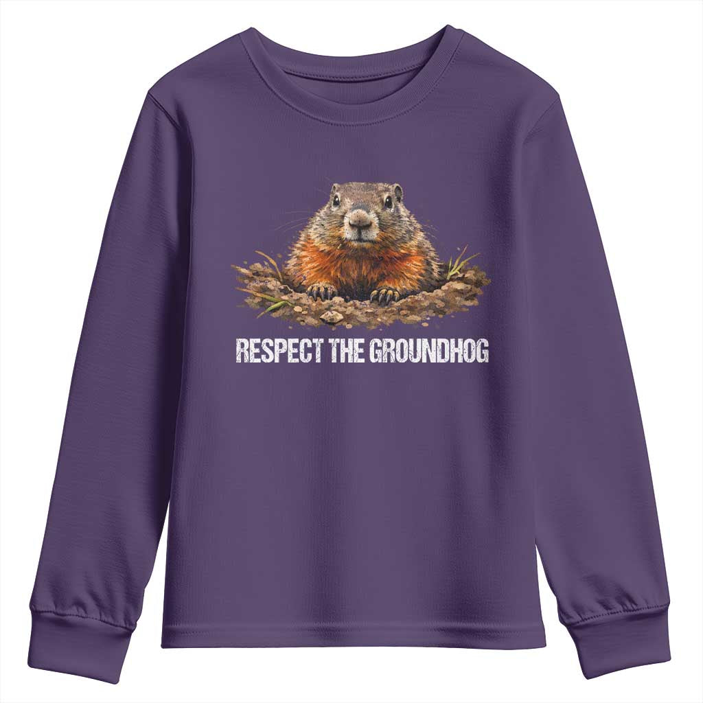 Respect The Groundhog Youth Sweatshirt Funny Woodchuck - Wonder Print Shop
