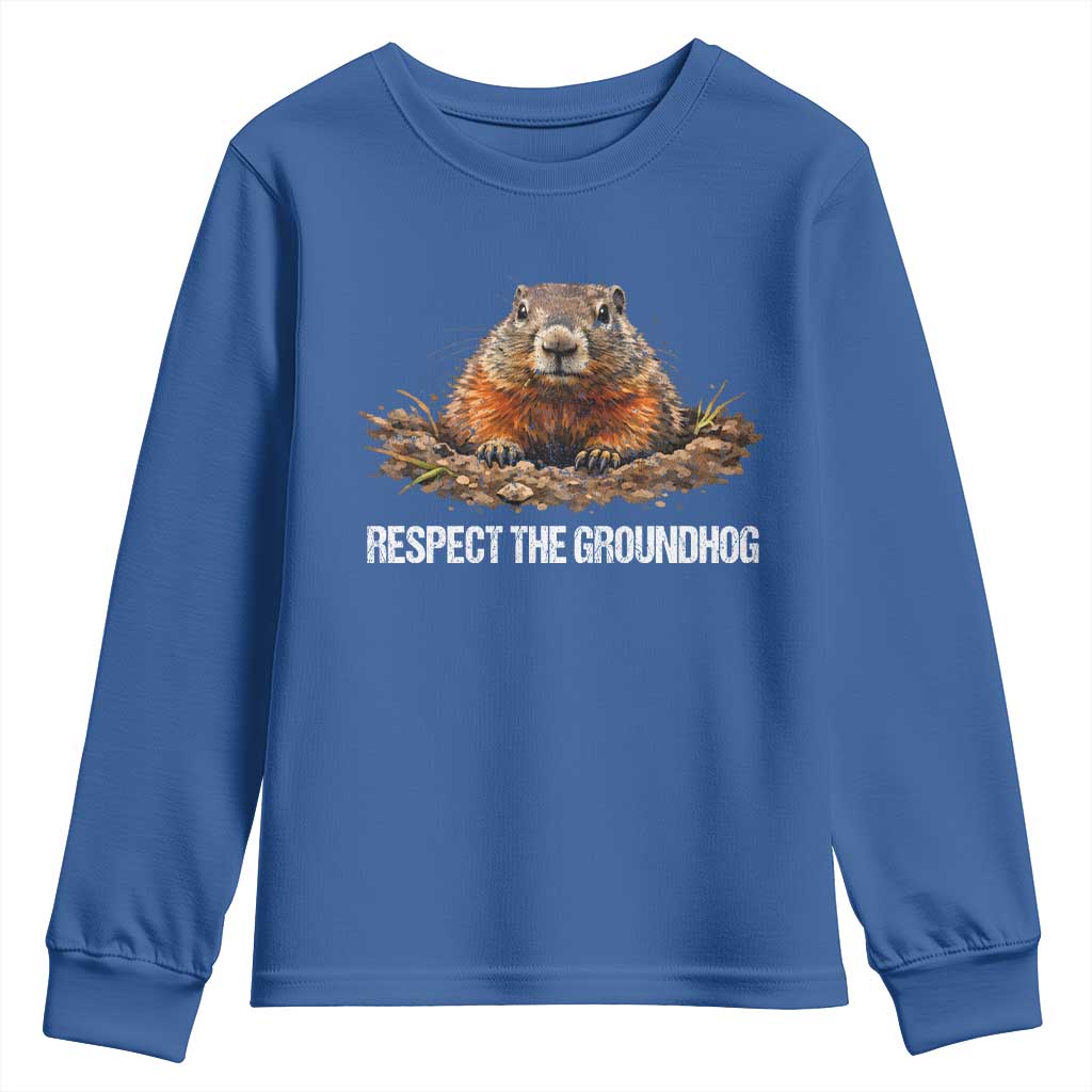 Respect The Groundhog Youth Sweatshirt Funny Woodchuck - Wonder Print Shop