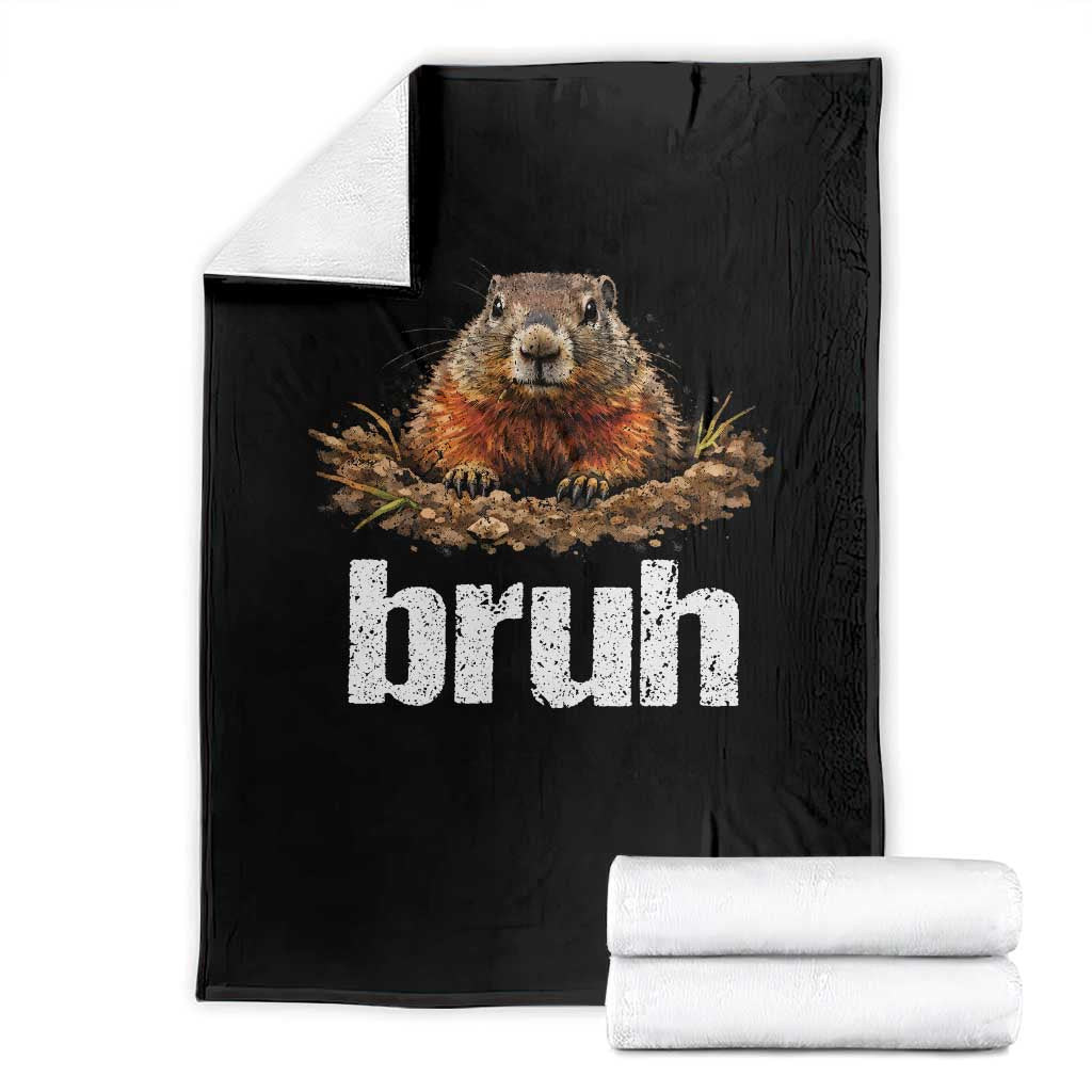 Funny Groundhog Throw Blanket Ground Hog Meme Lover Bruh Groundhog Day - Wonder Print Shop