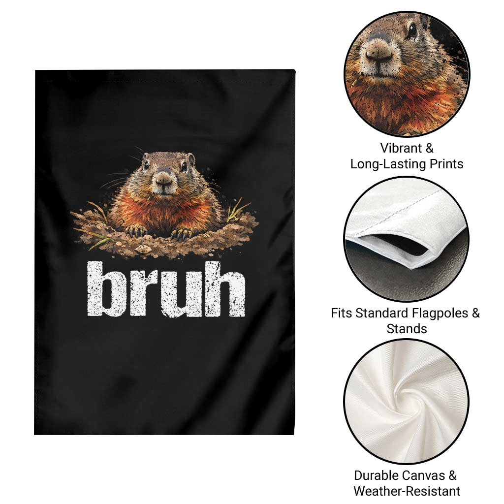 Funny Groundhog Garden Flag Ground Hog Meme Lover Bruh Groundhog Day - Wonder Print Shop