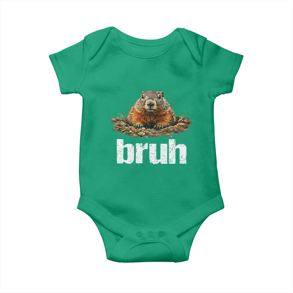 Funny Groundhog Baby Onesie Ground Hog Meme Lover Bruh Groundhog Day - Wonder Print Shop