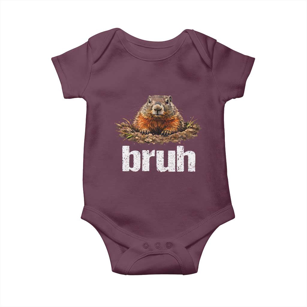 Funny Groundhog Baby Onesie Ground Hog Meme Lover Bruh Groundhog Day - Wonder Print Shop