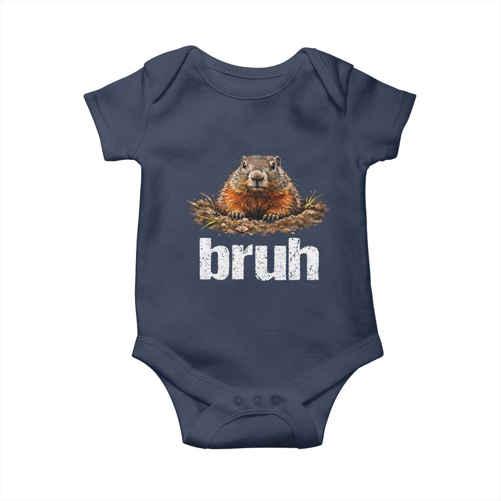 Funny Groundhog Baby Onesie Ground Hog Meme Lover Bruh Groundhog Day - Wonder Print Shop