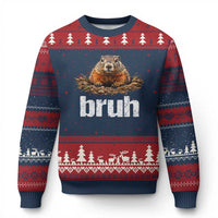 Funny Groundhog Ugly Christmas Sweater Ground Hog Meme Lover Bruh Groundhog Day - Wonder Print Shop