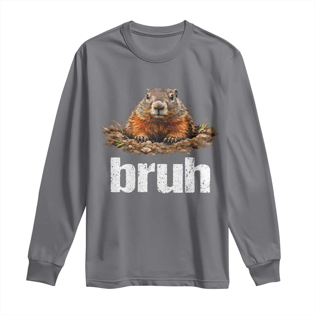 Funny Groundhog Long Sleeve Shirt Ground Hog Meme Lover Bruh Groundhog Day - Wonder Print Shop