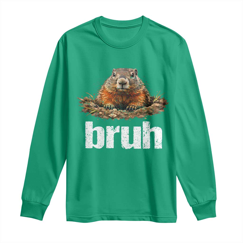 Funny Groundhog Long Sleeve Shirt Ground Hog Meme Lover Bruh Groundhog Day - Wonder Print Shop