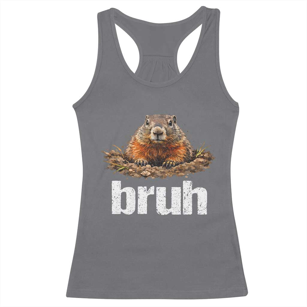 Funny Groundhog Racerback Tank Top Ground Hog Meme Lover Bruh Groundhog Day - Wonder Print Shop