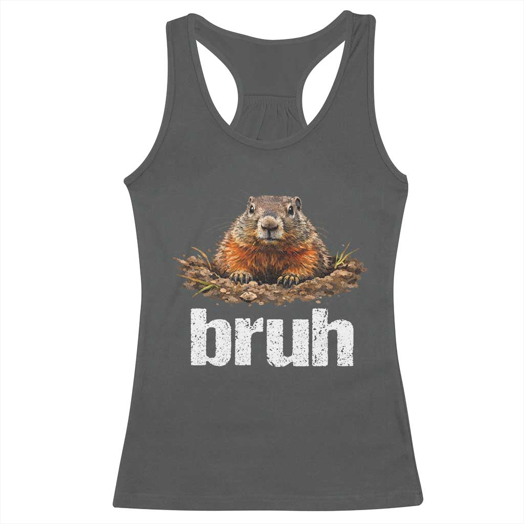 Funny Groundhog Racerback Tank Top Ground Hog Meme Lover Bruh Groundhog Day - Wonder Print Shop