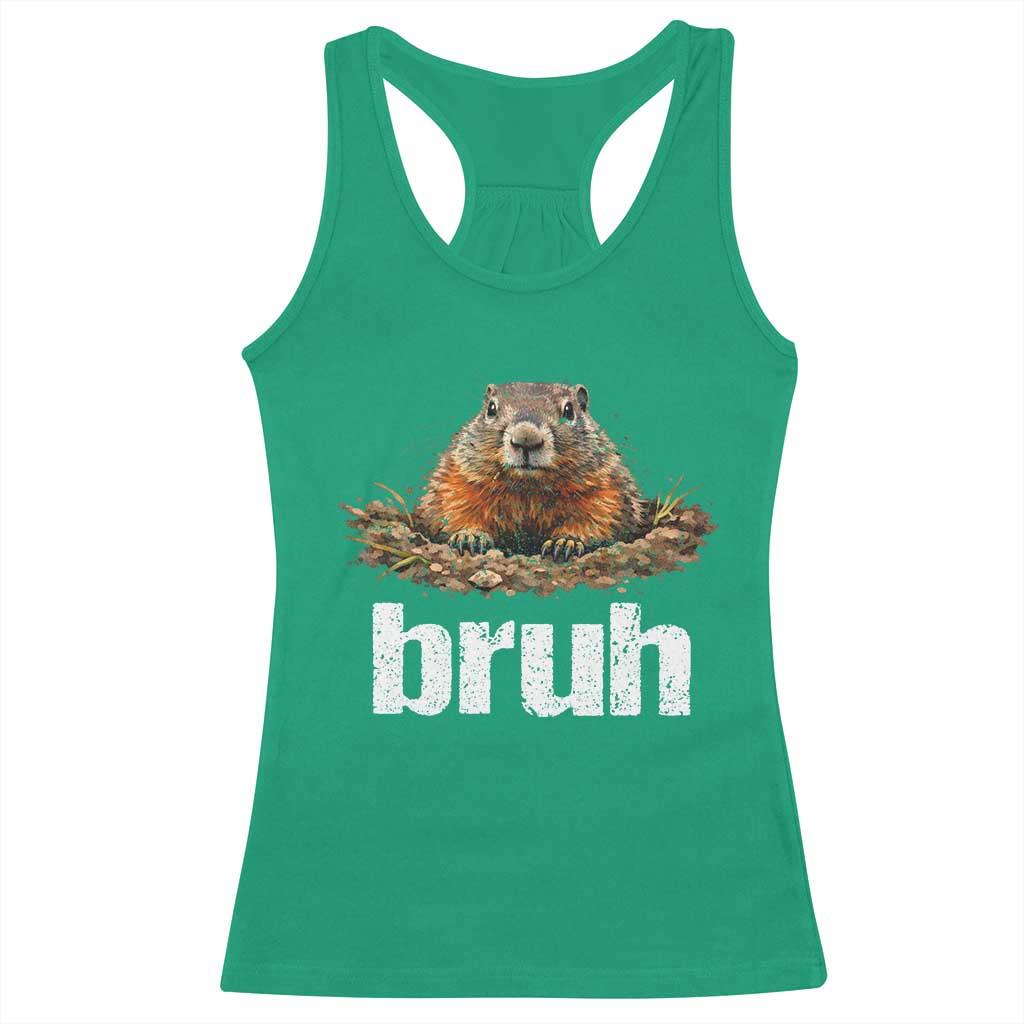 Funny Groundhog Racerback Tank Top Ground Hog Meme Lover Bruh Groundhog Day - Wonder Print Shop