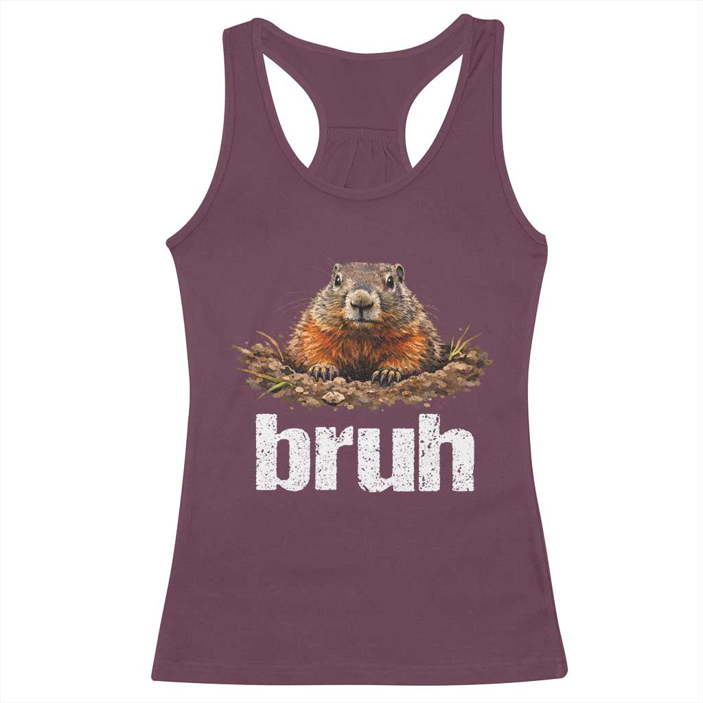 Funny Groundhog Racerback Tank Top Ground Hog Meme Lover Bruh Groundhog Day - Wonder Print Shop