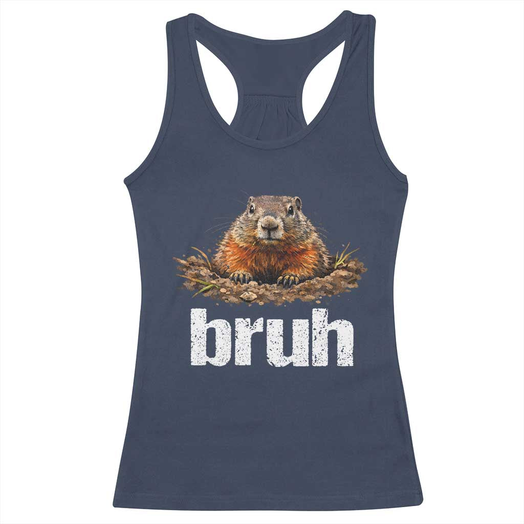 Funny Groundhog Racerback Tank Top Ground Hog Meme Lover Bruh Groundhog Day - Wonder Print Shop