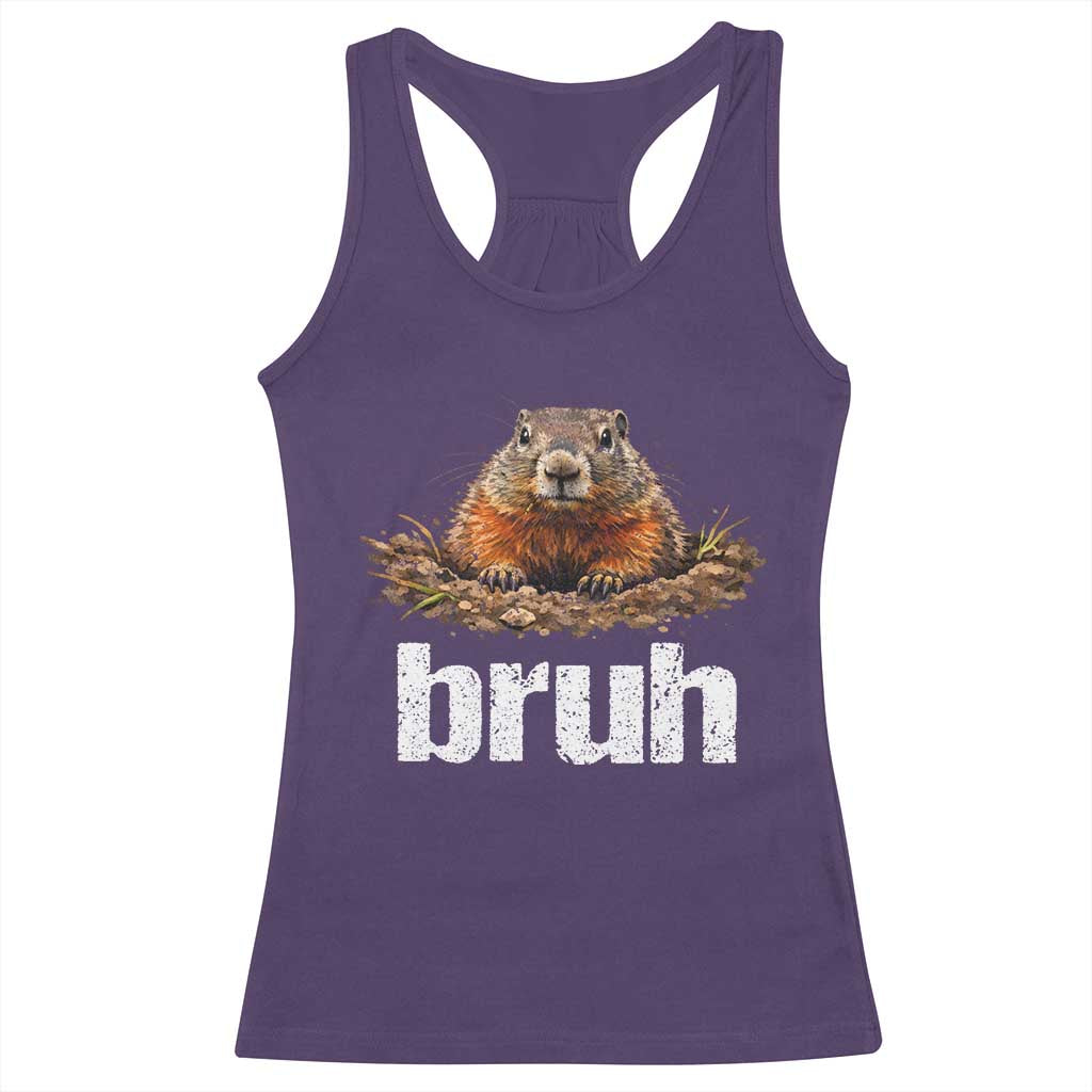 Funny Groundhog Racerback Tank Top Ground Hog Meme Lover Bruh Groundhog Day - Wonder Print Shop