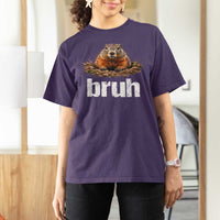 Funny Groundhog T Shirt For Women Ground Hog Meme Lover Bruh Groundhog Day - Wonder Print Shop
