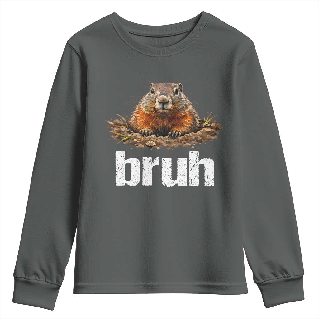 Funny Groundhog Youth Sweatshirt Ground Hog Meme Lover Bruh Groundhog Day - Wonder Print Shop