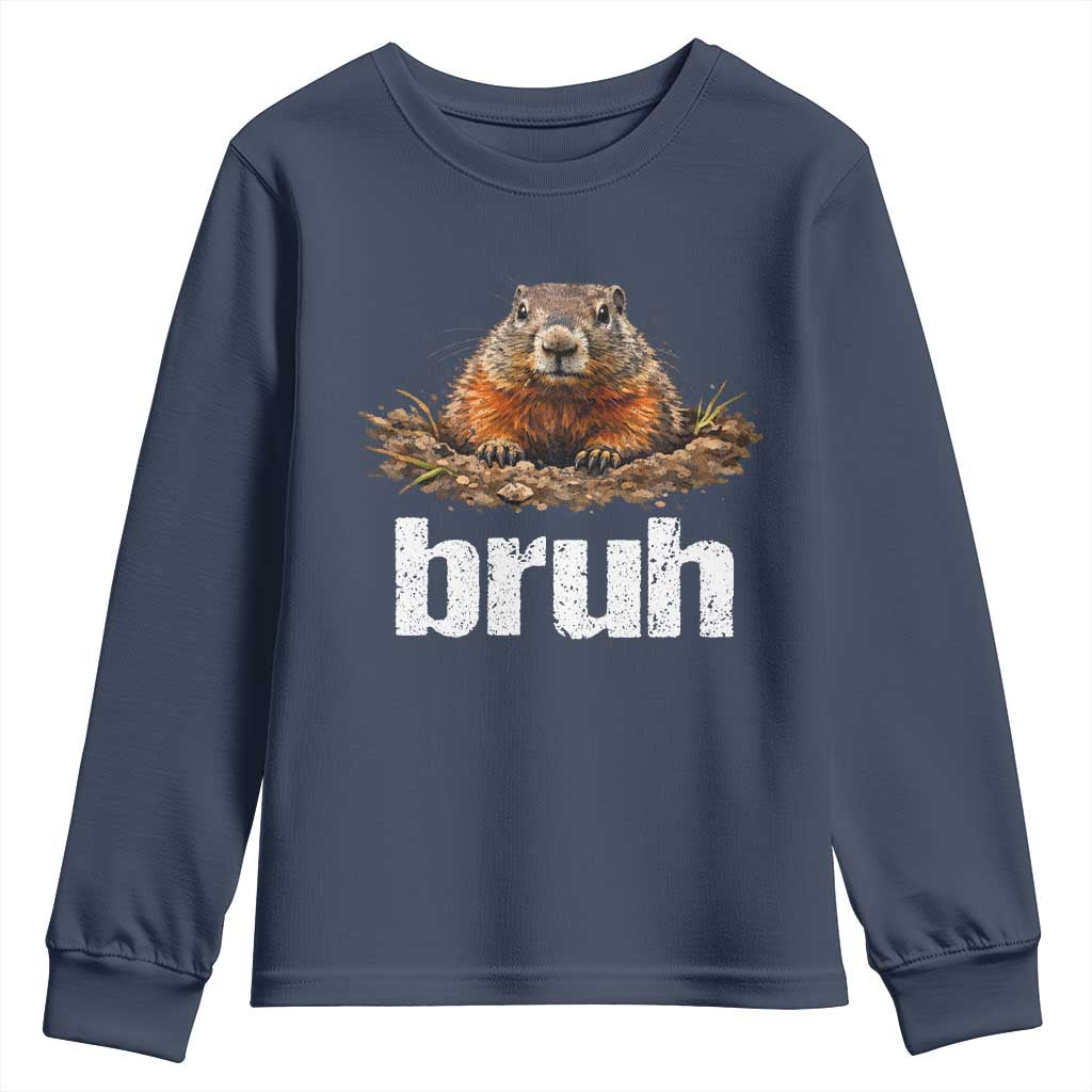 Funny Groundhog Youth Sweatshirt Ground Hog Meme Lover Bruh Groundhog Day - Wonder Print Shop