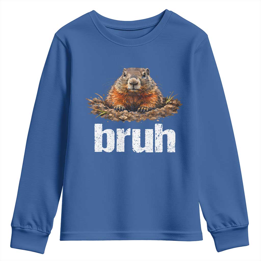 Funny Groundhog Youth Sweatshirt Ground Hog Meme Lover Bruh Groundhog Day - Wonder Print Shop