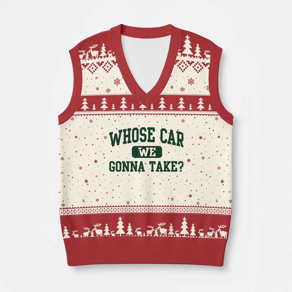 Whose Car We Gonna Take Meme V-Neck Knit Sweater Vest