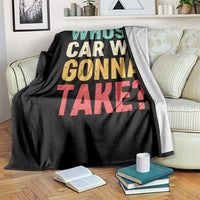 Whose Car We Gonna Take Meme Retro Throw Blanket