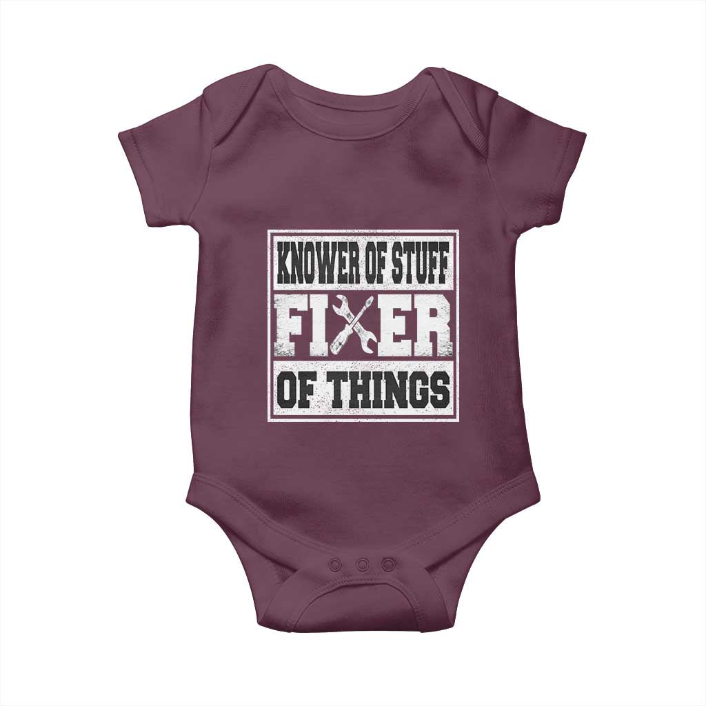 Knower Of Stuff Fixer Of Things Baby Onesie Funny Handyman Dad Husband Fathers Day Gift