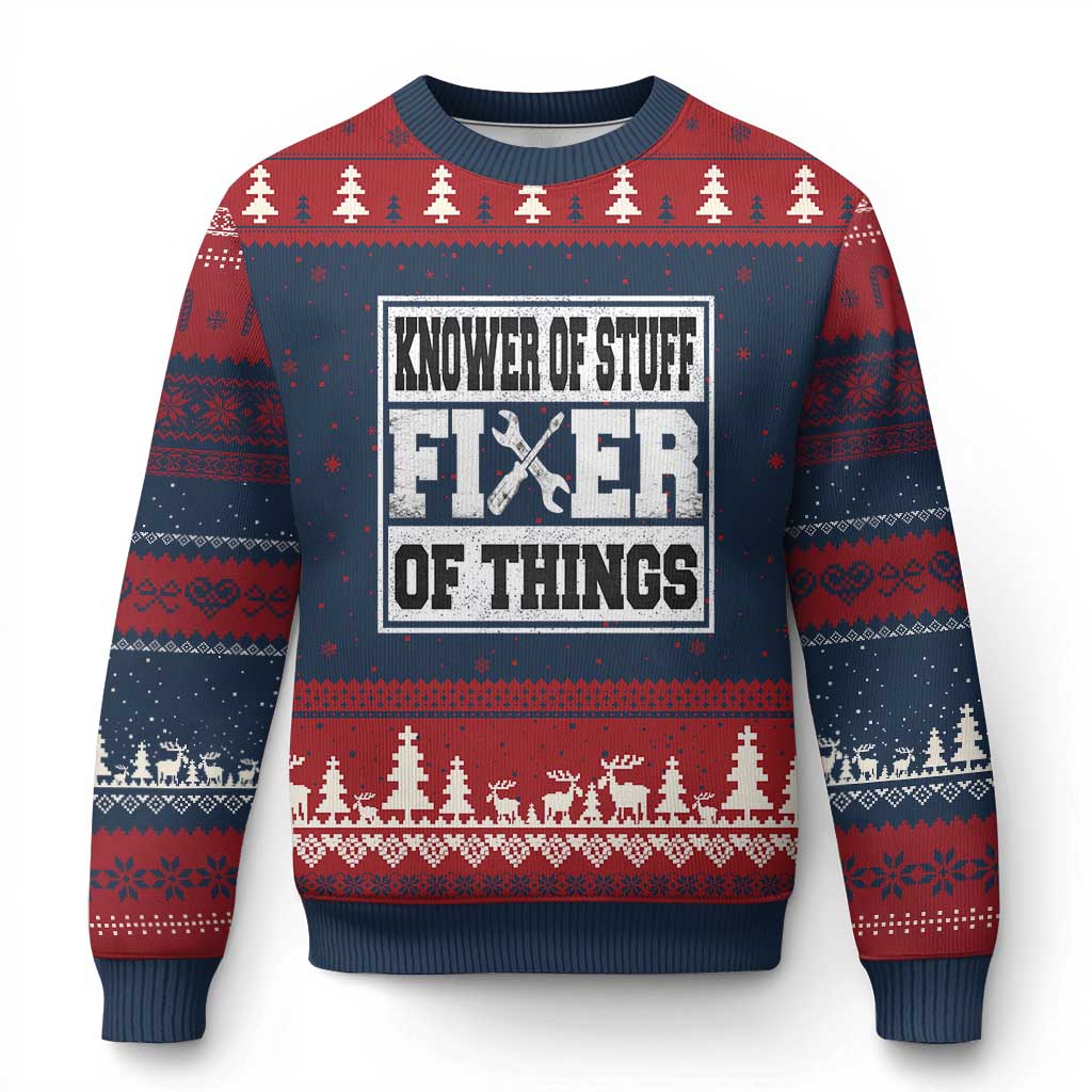 Knower Of Stuff Fixer Of Things Ugly Christmas Sweater Funny Handyman Dad Husband Fathers Day Gift