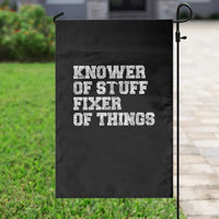 Funny Knower Of Stuff Fixer Of Things Garden Flag Mechanic Engineer Garage