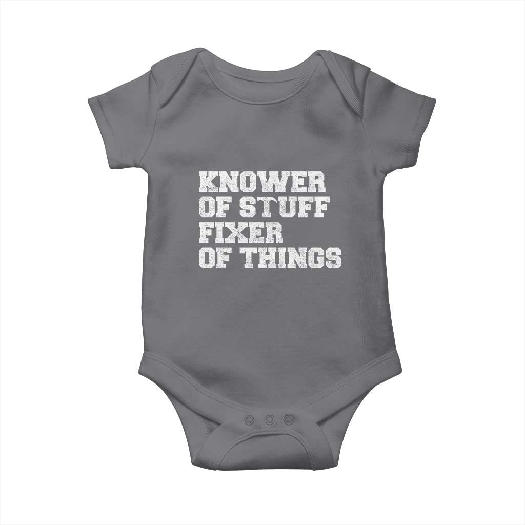 Funny Knower Of Stuff Fixer Of Things Baby Onesie Mechanic Engineer Garage