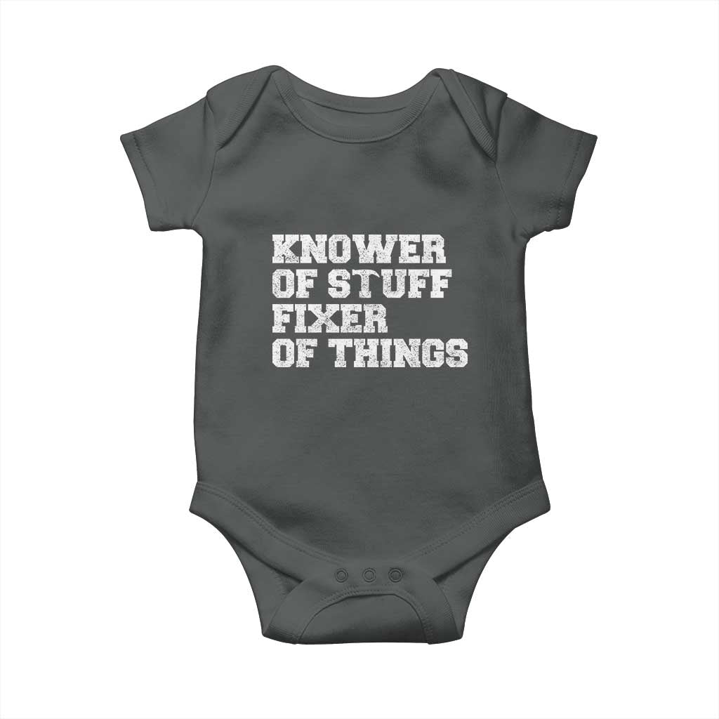 Funny Knower Of Stuff Fixer Of Things Baby Onesie Mechanic Engineer Garage