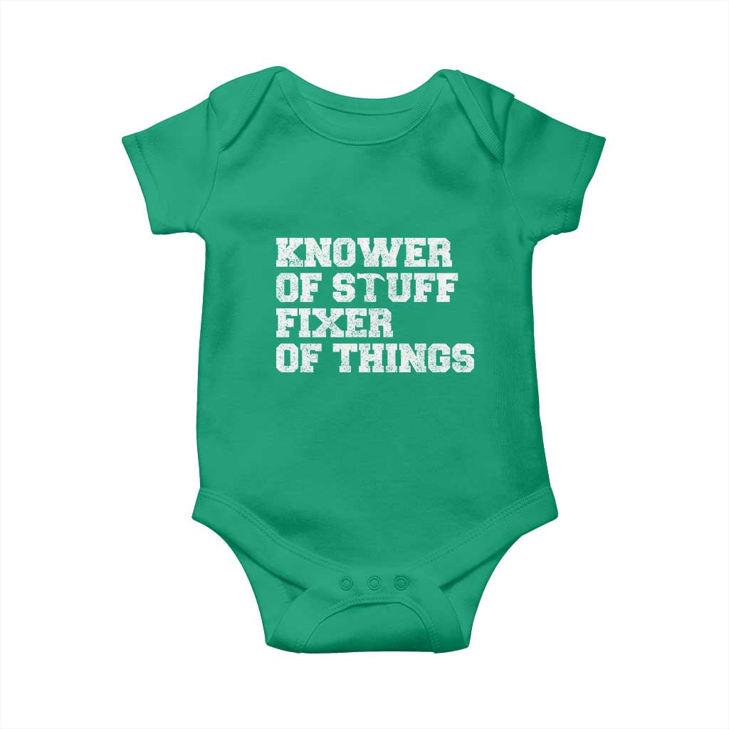 Funny Knower Of Stuff Fixer Of Things Baby Onesie Mechanic Engineer Garage