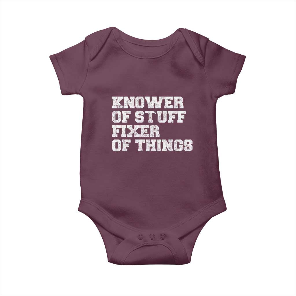 Funny Knower Of Stuff Fixer Of Things Baby Onesie Mechanic Engineer Garage
