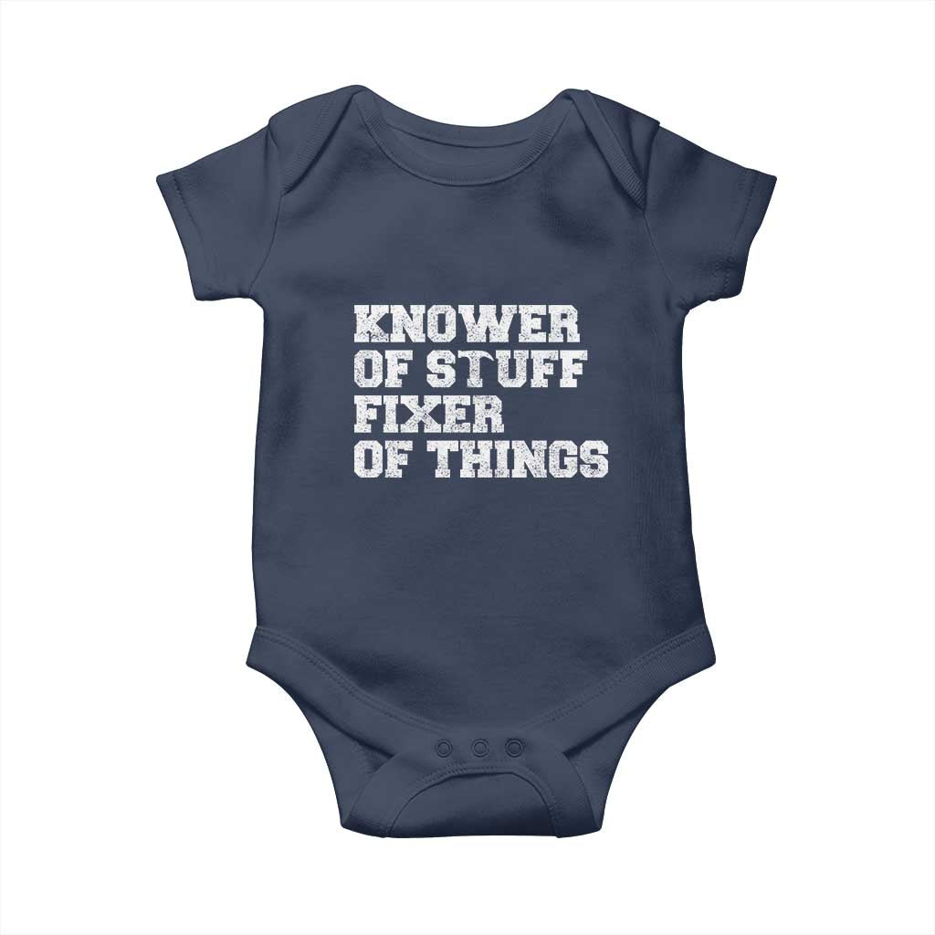 Funny Knower Of Stuff Fixer Of Things Baby Onesie Mechanic Engineer Garage