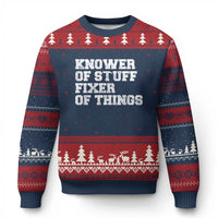 Funny Knower Of Stuff Fixer Of Things Ugly Christmas Sweater Mechanic Engineer Garage