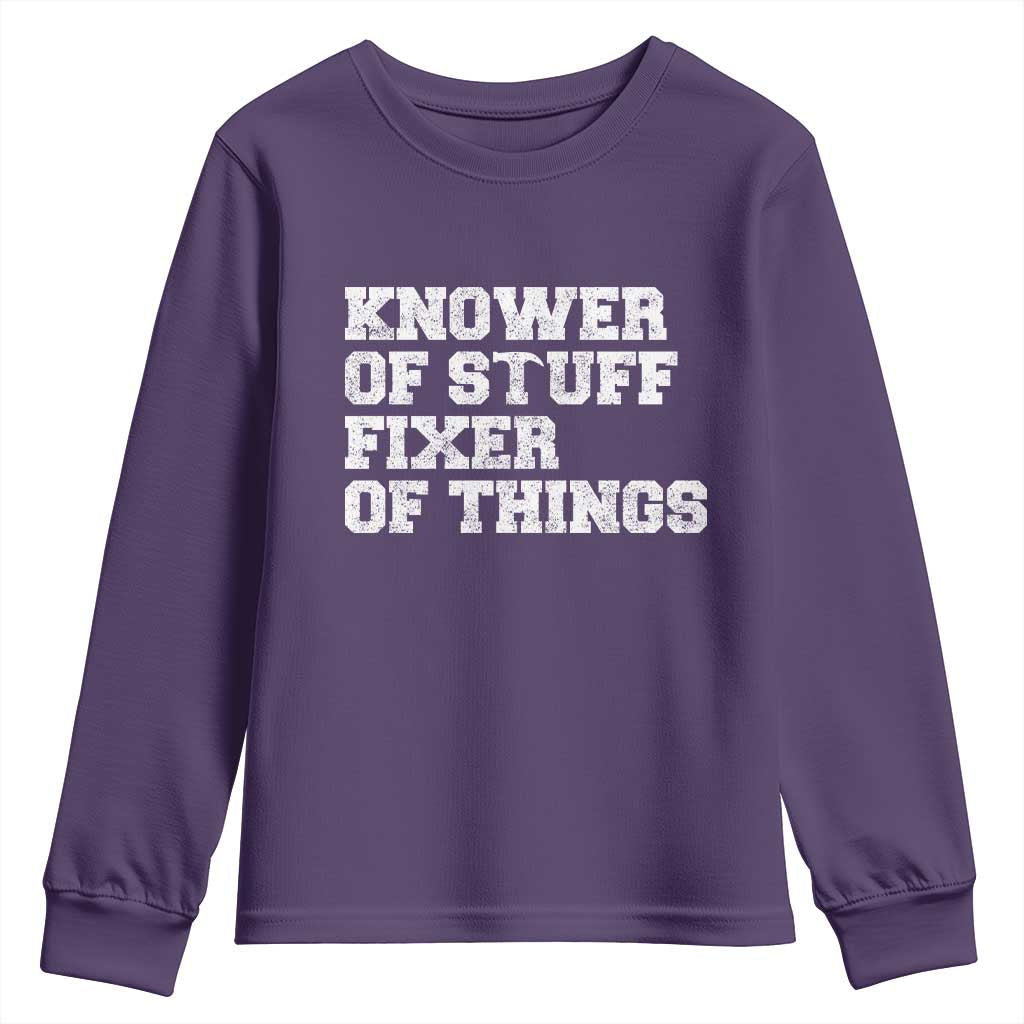Funny Knower Of Stuff Fixer Of Things Youth Sweatshirt Mechanic Engineer Garage