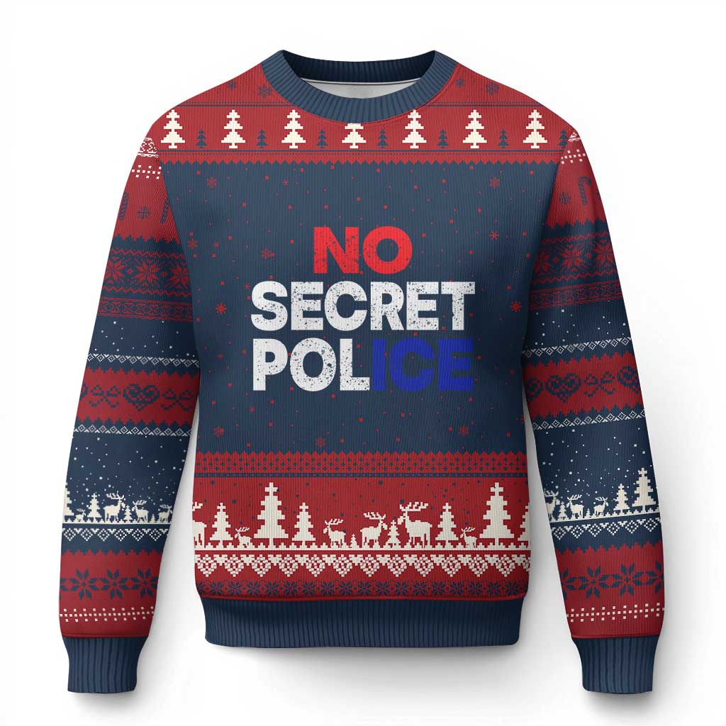 Subtle Abolish Ice Ugly Christmas Sweater No Secret Police
