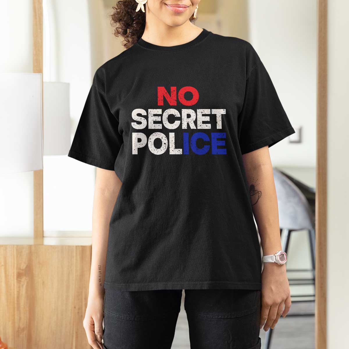 Subtle Abolish Ice T Shirt For Women No Secret Police