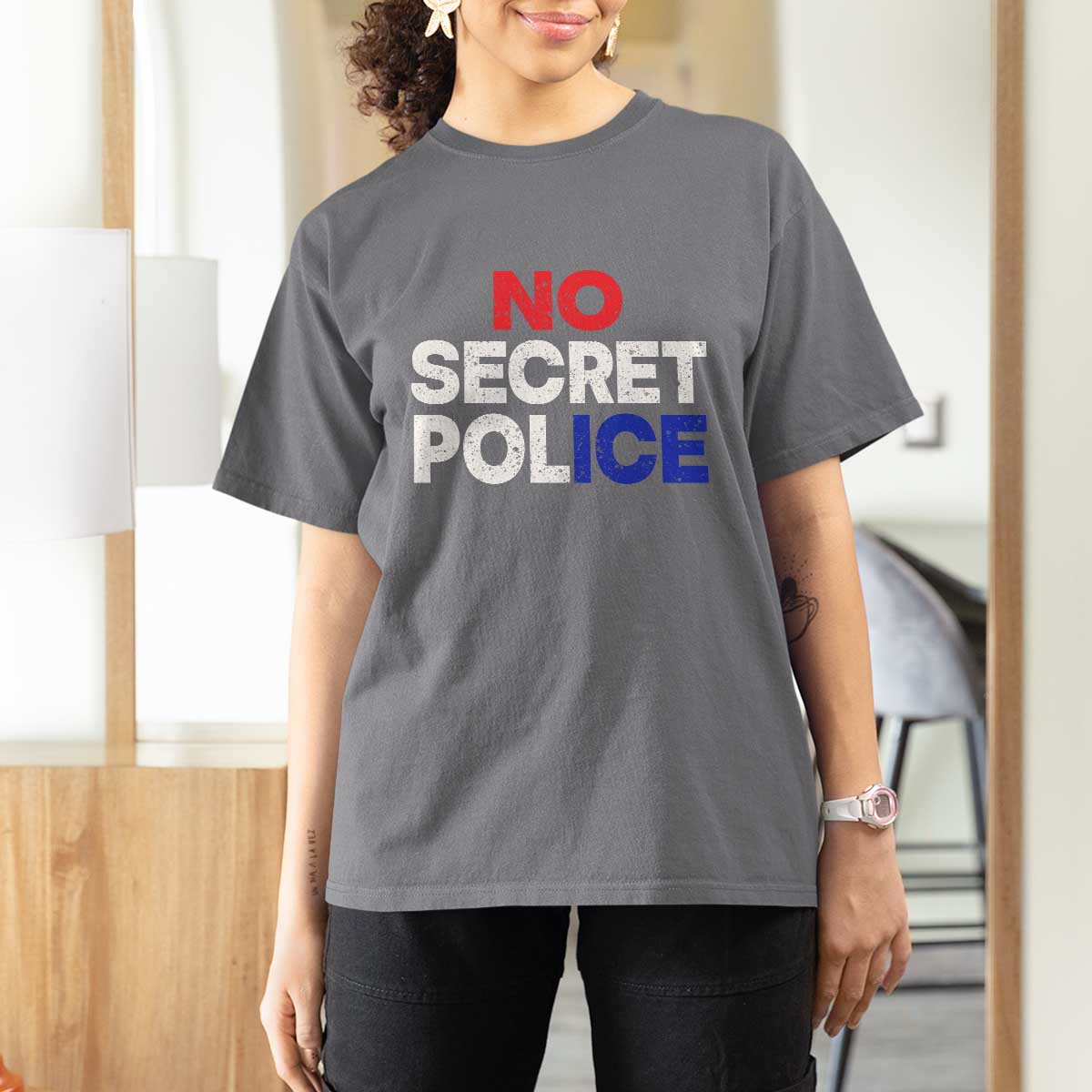 Subtle Abolish Ice T Shirt For Women No Secret Police