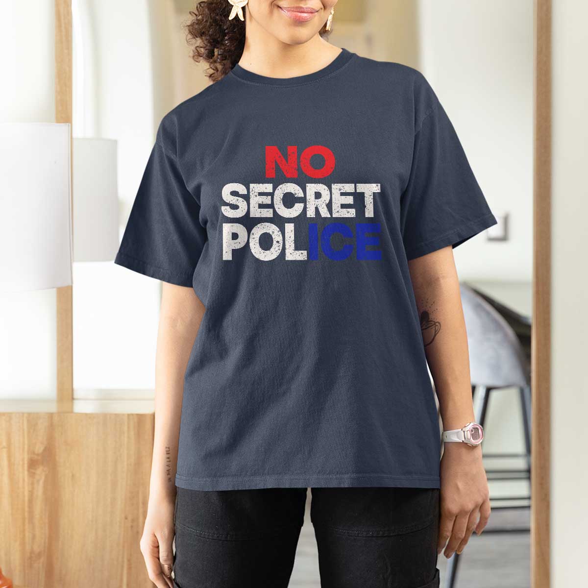 Subtle Abolish Ice T Shirt For Women No Secret Police