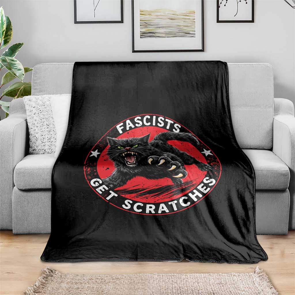 Vintage Black Cat Against Fascists Throw Blanket