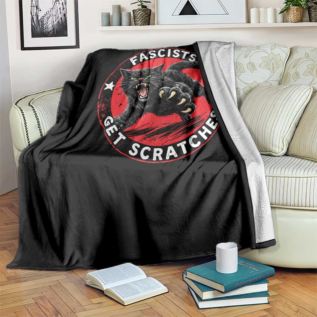 Vintage Black Cat Against Fascists Throw Blanket