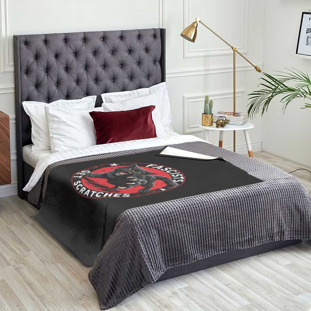 Vintage Black Cat Against Fascists Throw Blanket