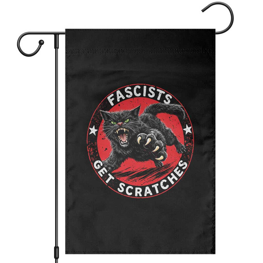 Vintage Black Cat Against Fascists Garden Flag