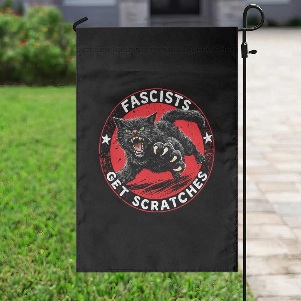 Vintage Black Cat Against Fascists Garden Flag