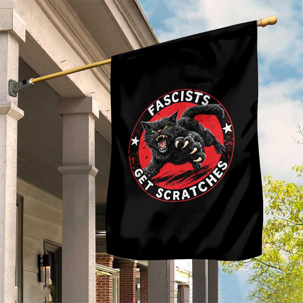 Vintage Black Cat Against Fascists Garden Flag