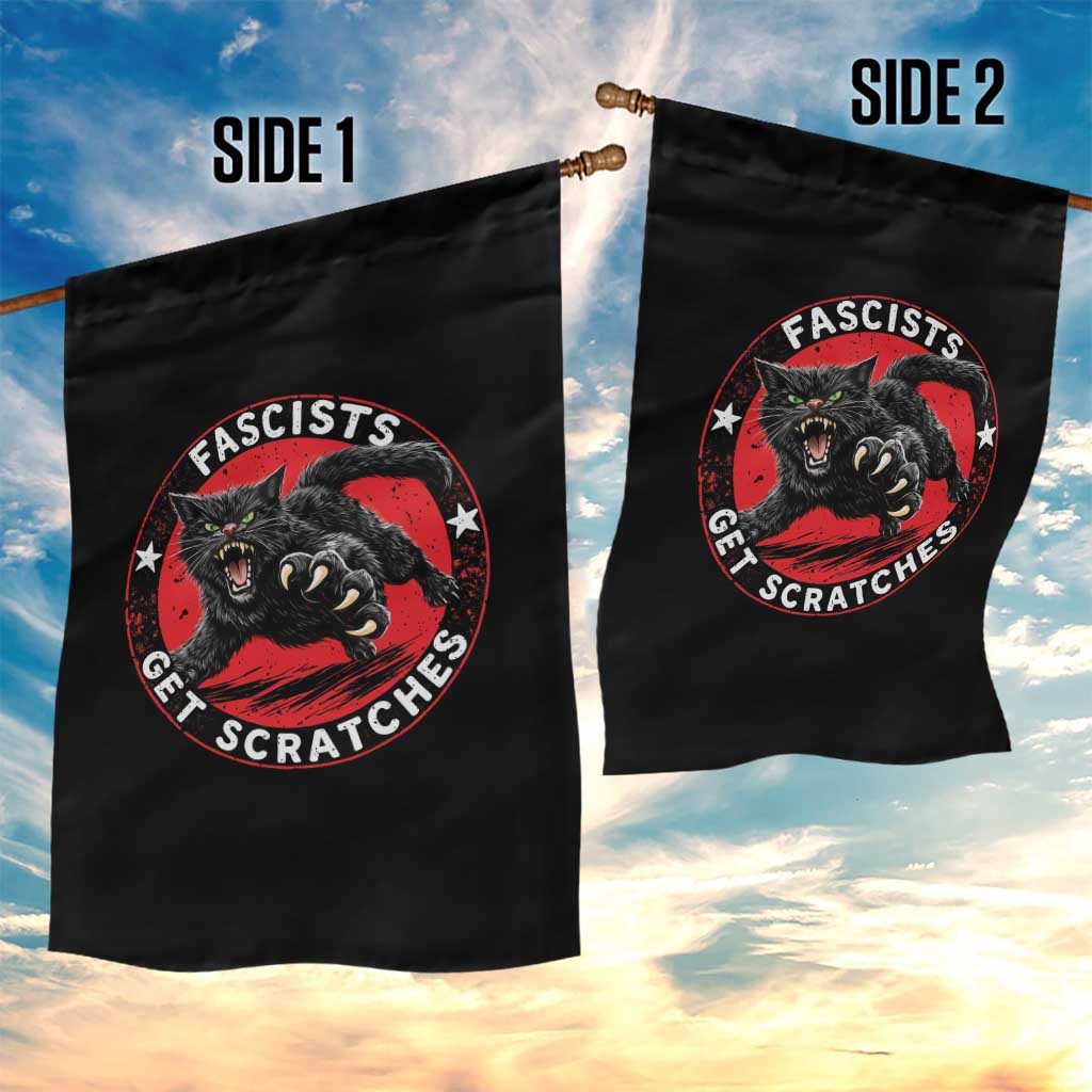 Vintage Black Cat Against Fascists Garden Flag