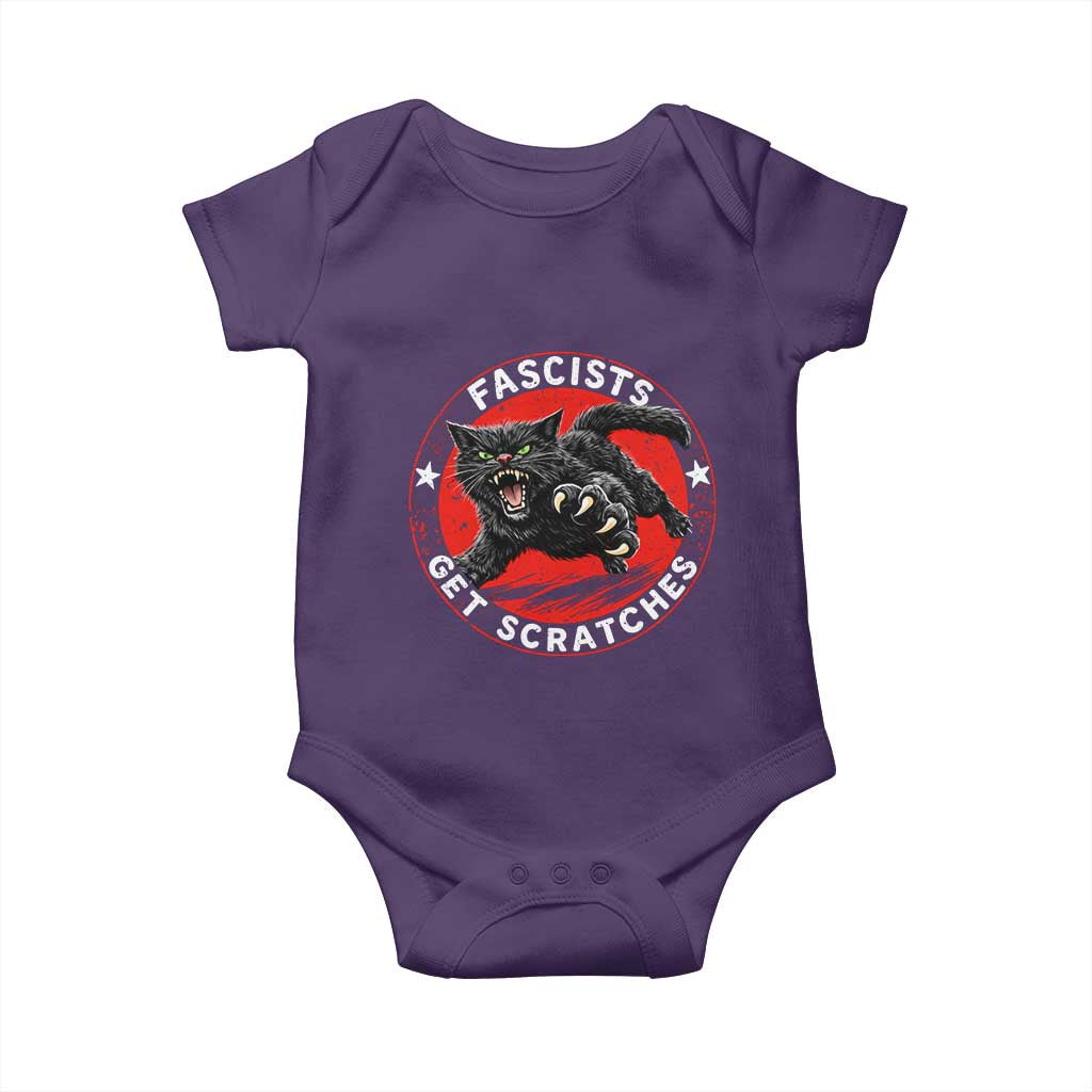 Vintage Black Cat Against Fascists Baby Onesie