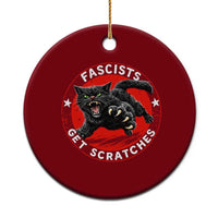Vintage Black Cat Against Fascists Ceramic Ornament