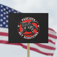 Vintage Black Cat Against Fascists Protest Sign