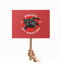 Vintage Black Cat Against Fascists Protest Sign