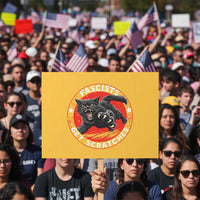 Vintage Black Cat Against Fascists Protest Sign
